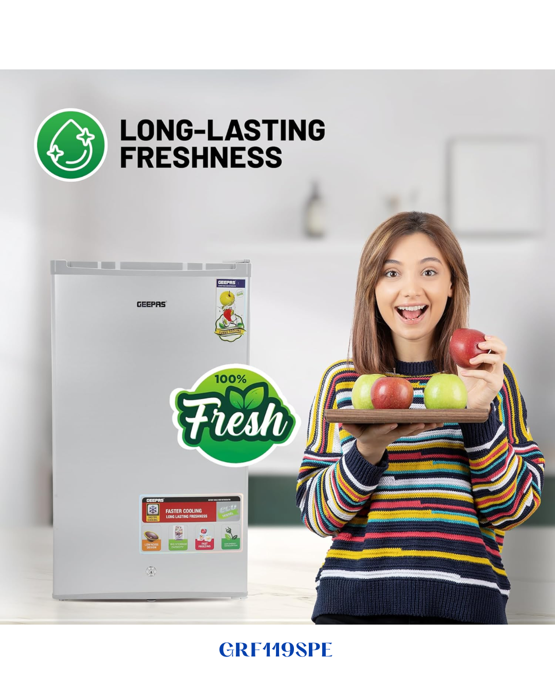 GEEPAS SINGLE DOOR REFRIGERATOR 110L