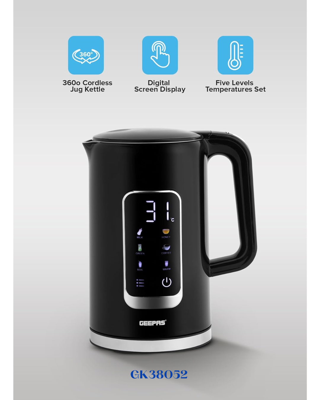 GEEPAS ELECTRIC KETTLE 1800W 1.7L