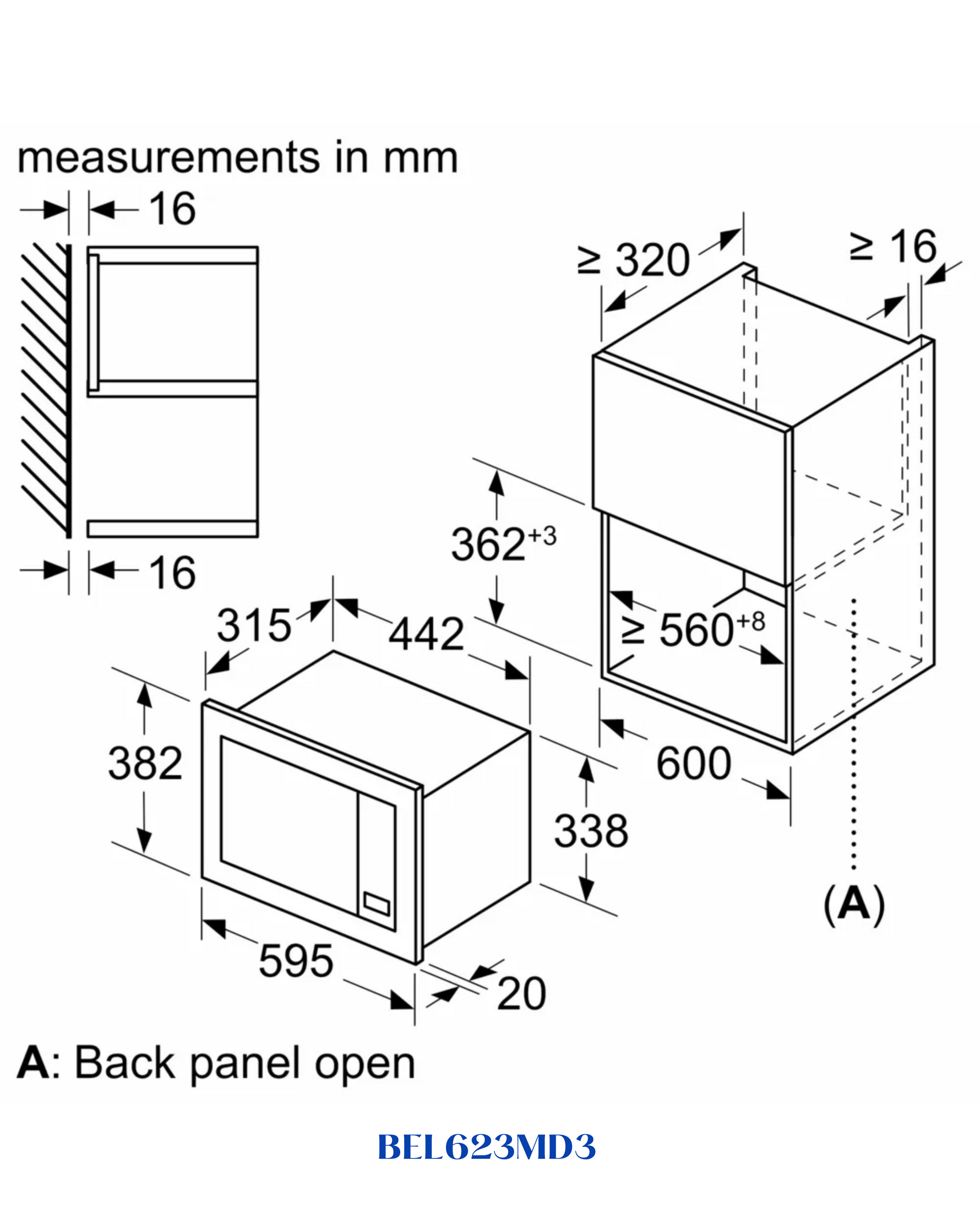 BOSCH BUILT-IN MICROWAVE 20L 800W