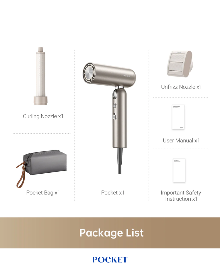 DREAME POCKET TITANIUM BRUSHLESS HAIR DRYER 110,000 RPM