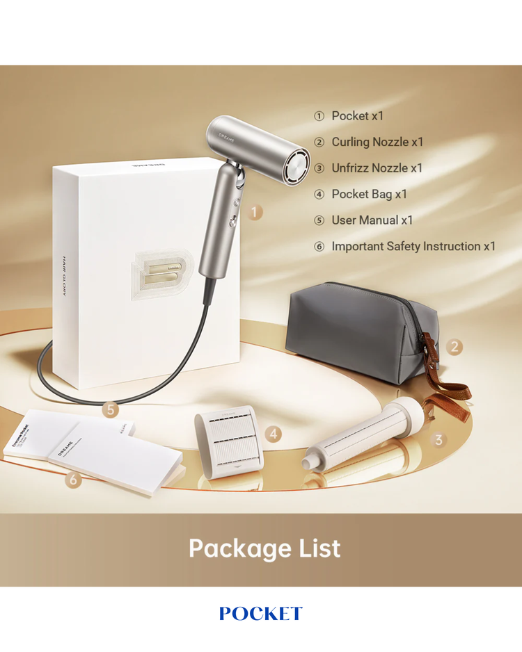 DREAME POCKET TITANIUM BRUSHLESS HAIR DRYER 110,000 RPM