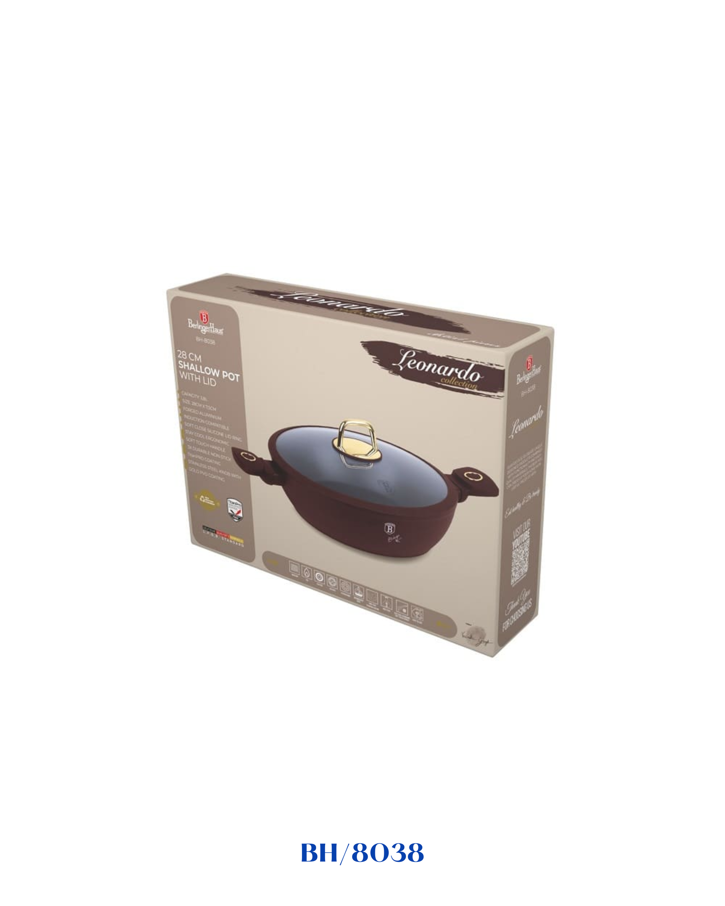 BERLINGER HAUS SHALLOW POT WITH LID 28CM