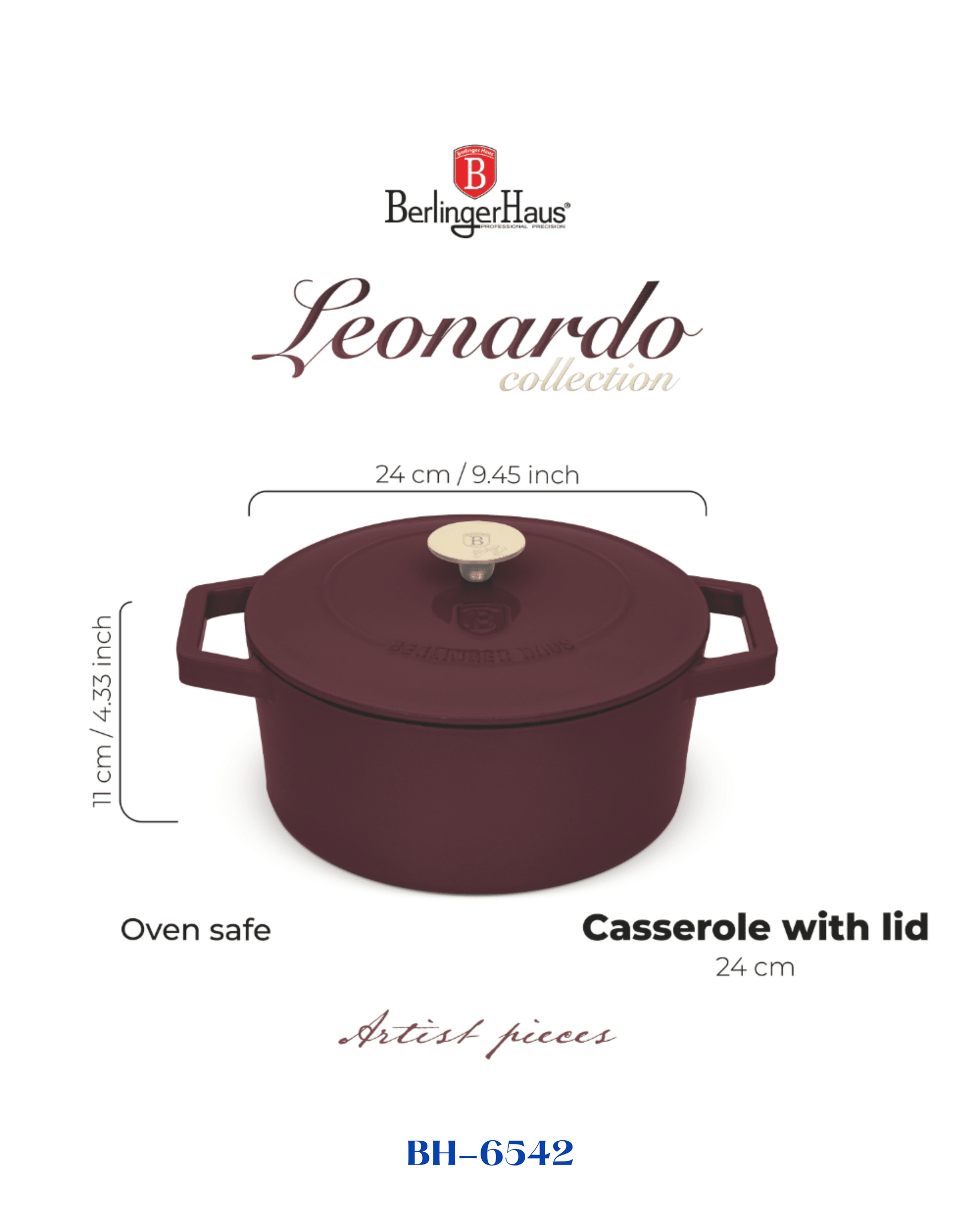 BERLINGER HAUS CASSEROLE CAST IRON 24CM