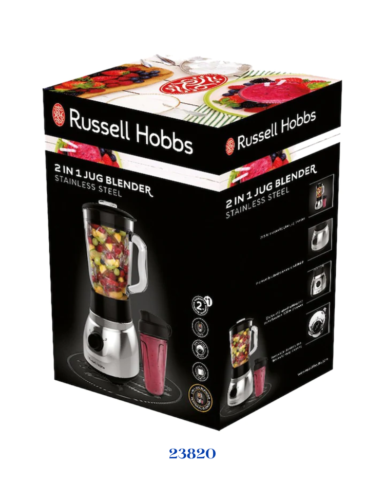 RUSSELL HOBBS STAINLESS STEEL JUG GLASS BLENDER 600W