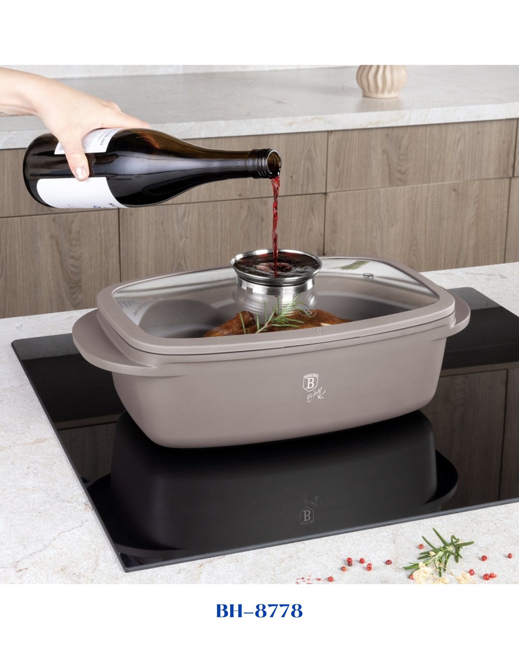 BERLINGER HAUS ROASTER WITH GLASS LID AND AROMA KNOB