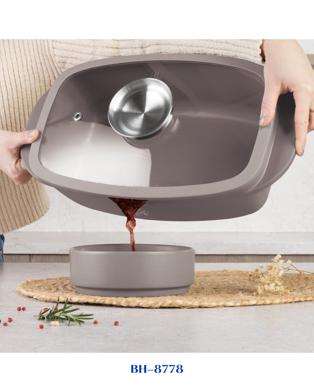 BERLINGER HAUS ROASTER WITH GLASS LID AND AROMA KNOB