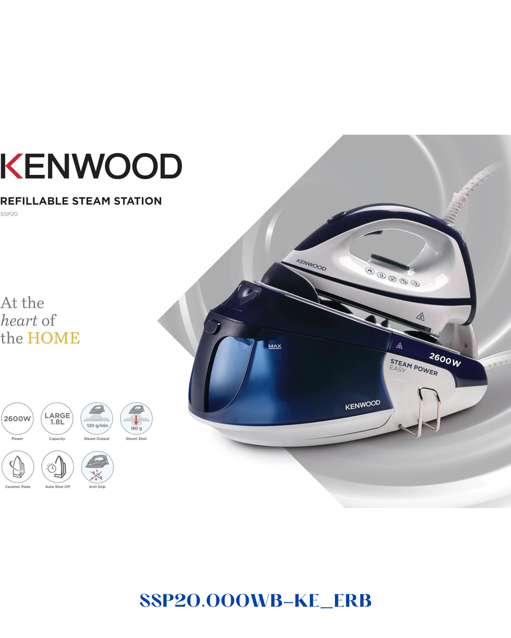 KENWOOD CERAMIC STEAM STATION 2600W 1.8L