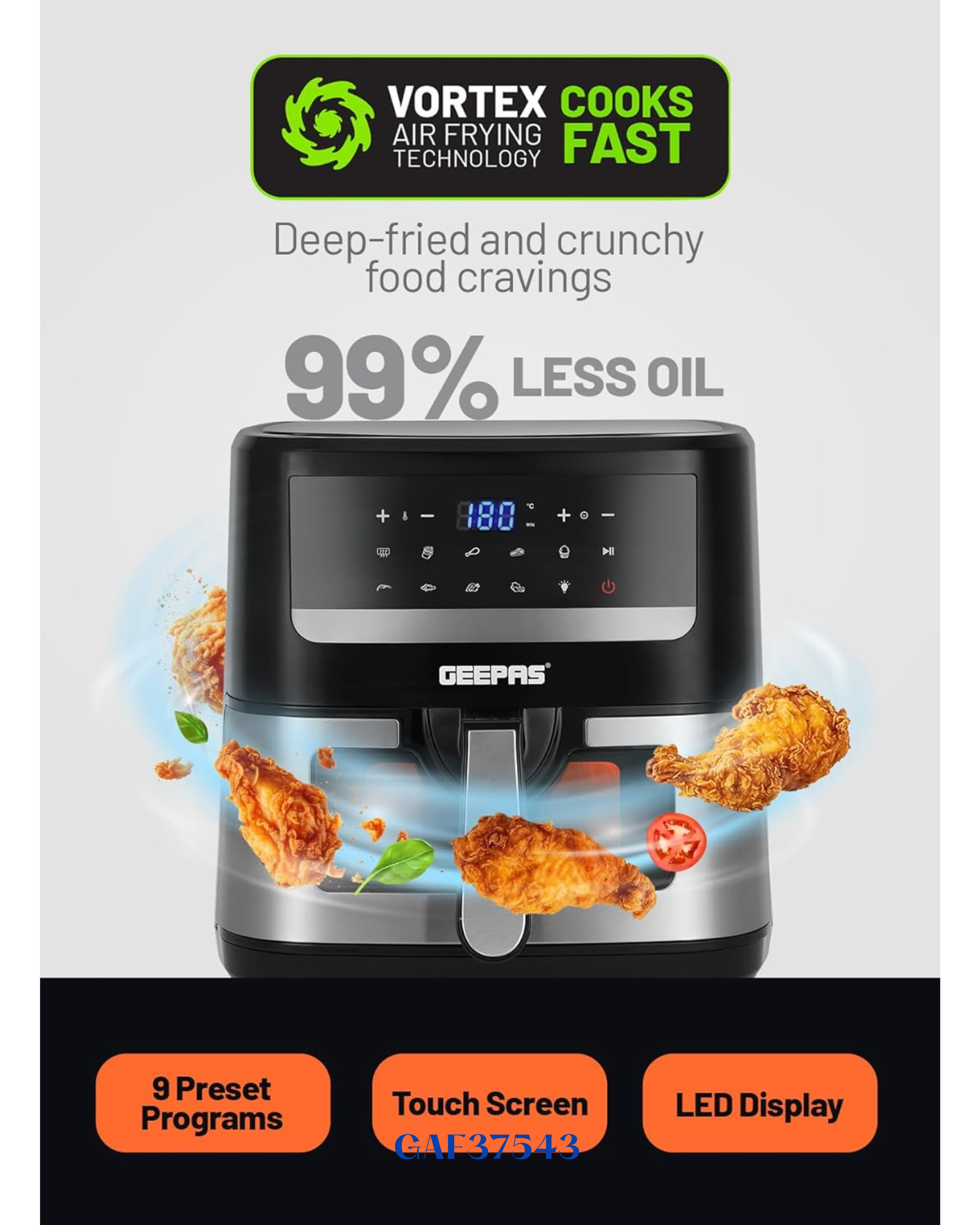 GEEPAS DOUBLE HEATING DIGITAL AIR FRYER