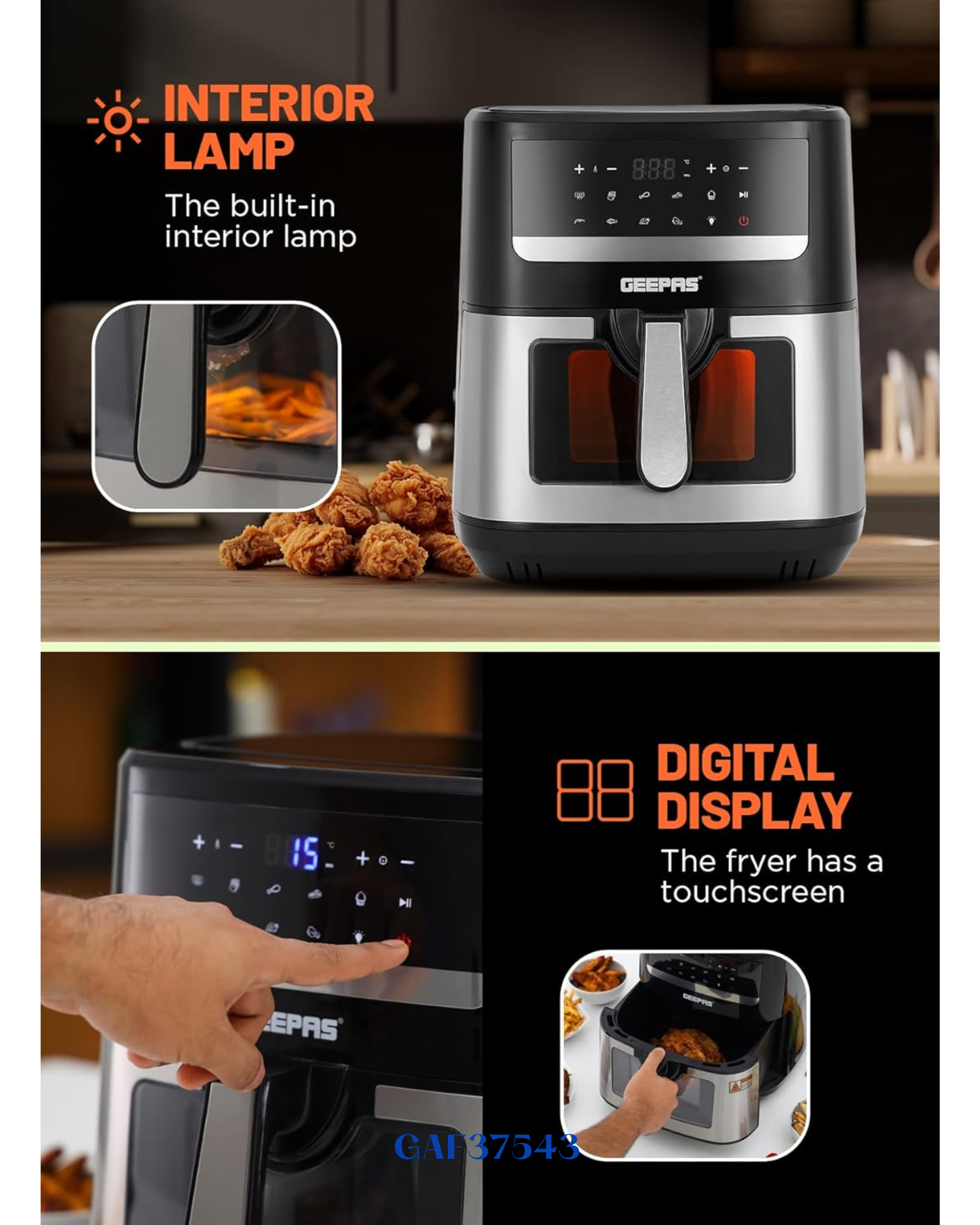 GEEPAS DOUBLE HEATING DIGITAL AIR FRYER