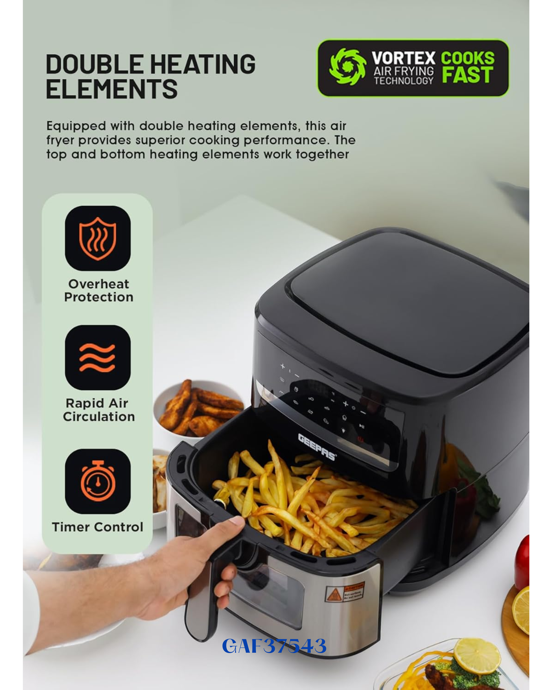 GEEPAS DOUBLE HEATING DIGITAL AIR FRYER