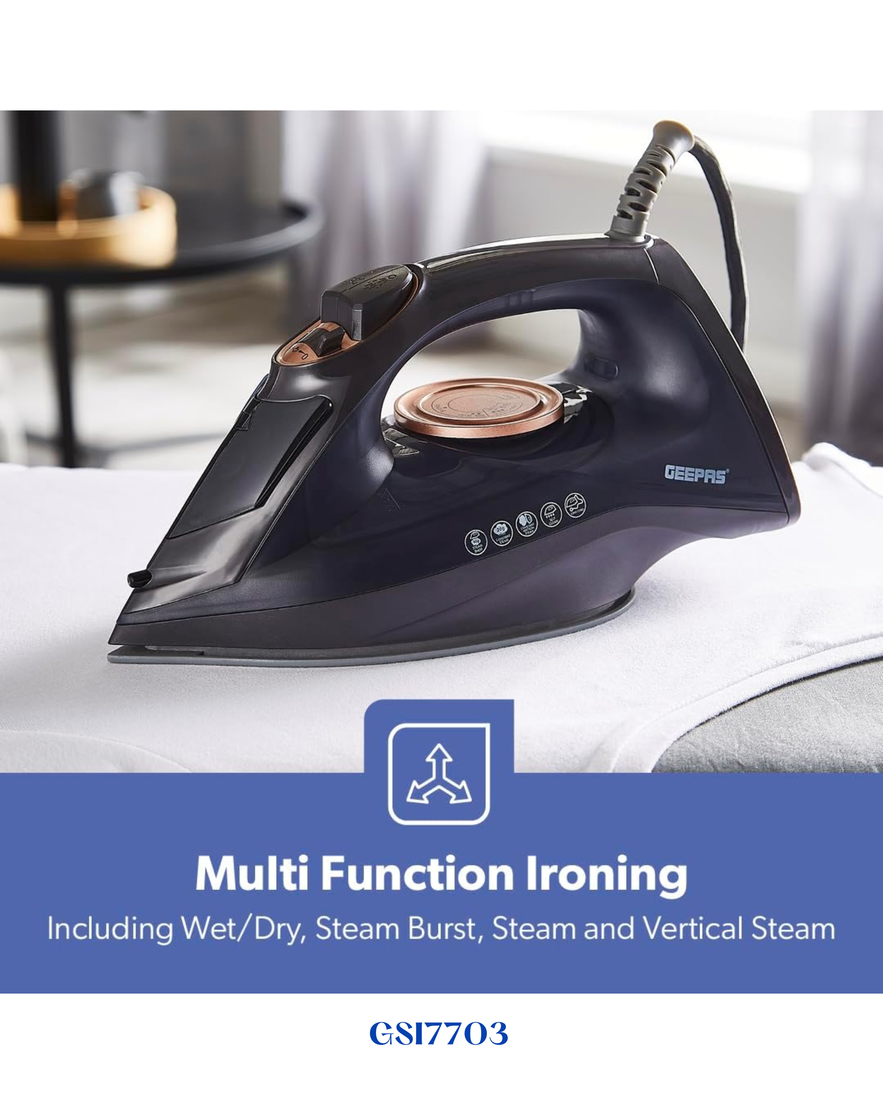GEEPAS STEAM IRON WITH SELF-CLEAN FUNCTION
