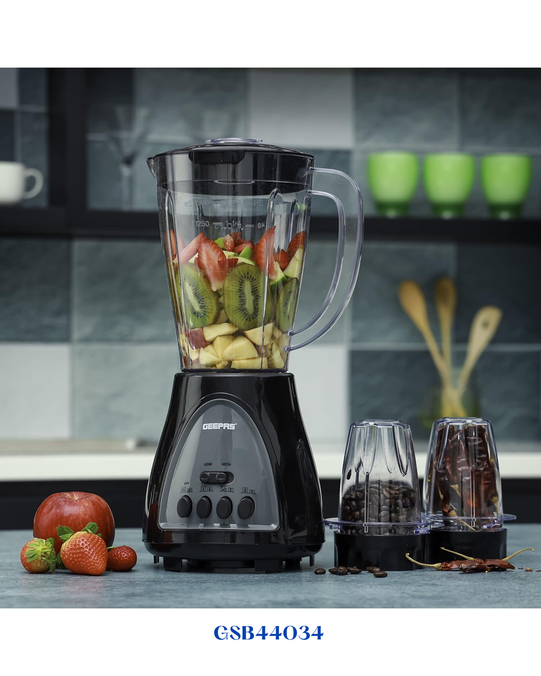 GEEPAS 3-IN-1 BLENDER & GRINDER SET 550W