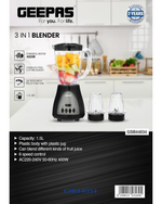 GEEPAS 3-IN-1 BLENDER & GRINDER SET 550W