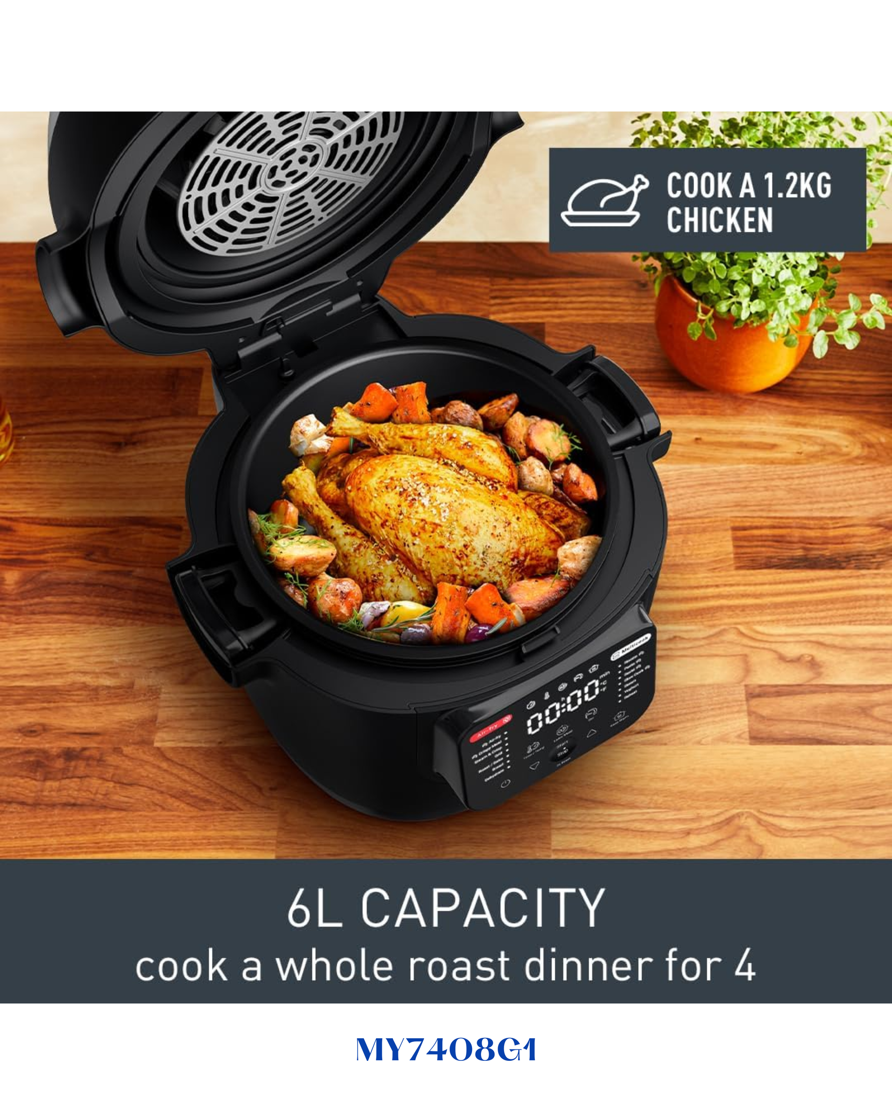 TEFAL MULTICOOK ACTIFRY RAPID MULTI COOKER & AIR FRYER 6L 1334W