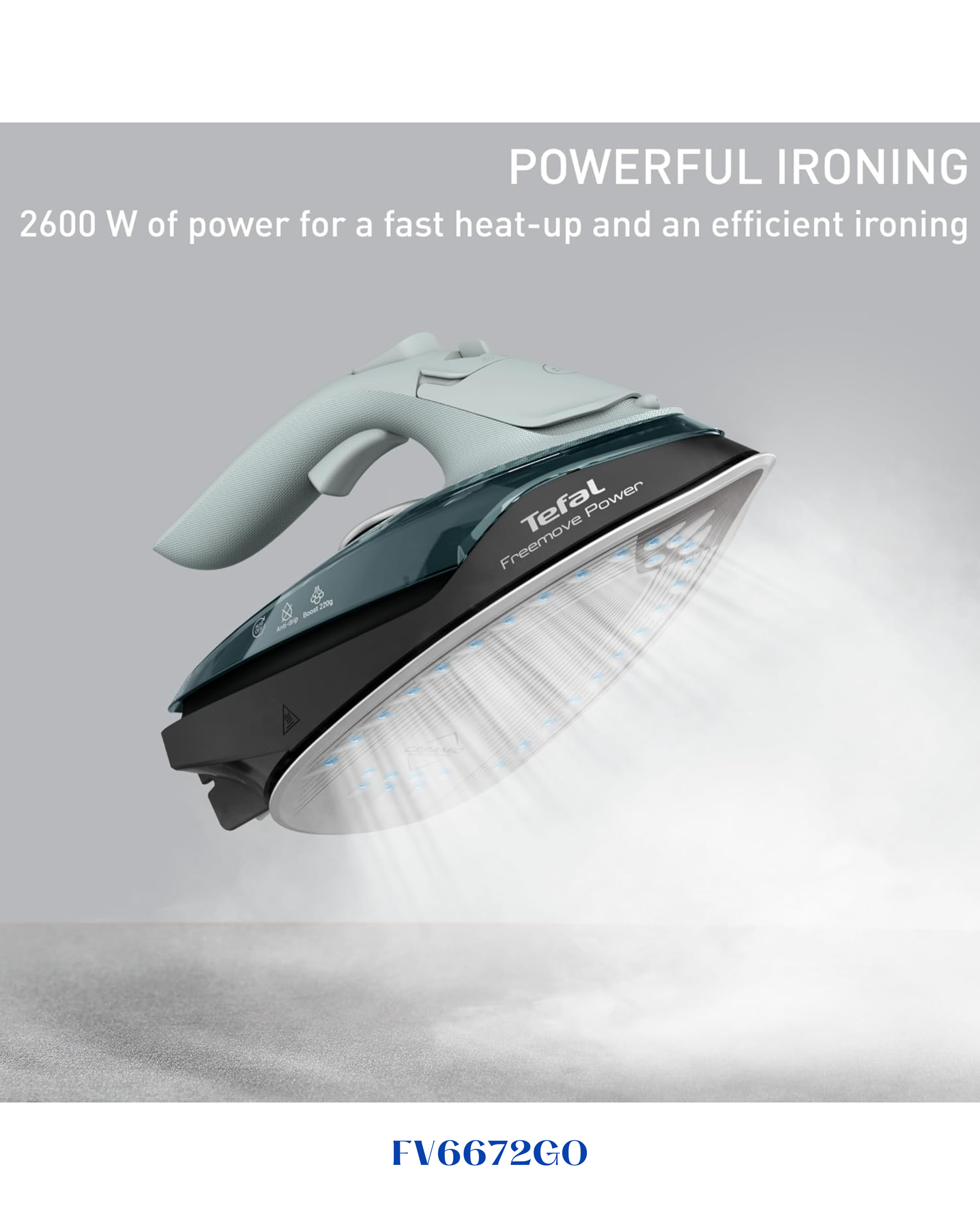 TEFAL FREEMOVE POWER CORDLESS STEAM IRON – 2600W