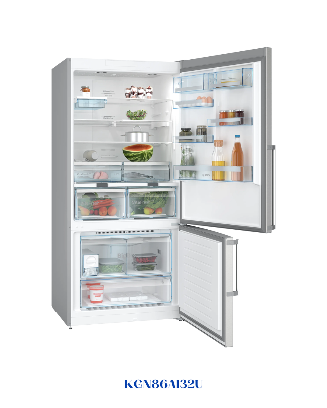 BOSCH Serie 6 Free-standing Fridge-Freezer with Freezer at Bottom  186 x 86 cm-631L