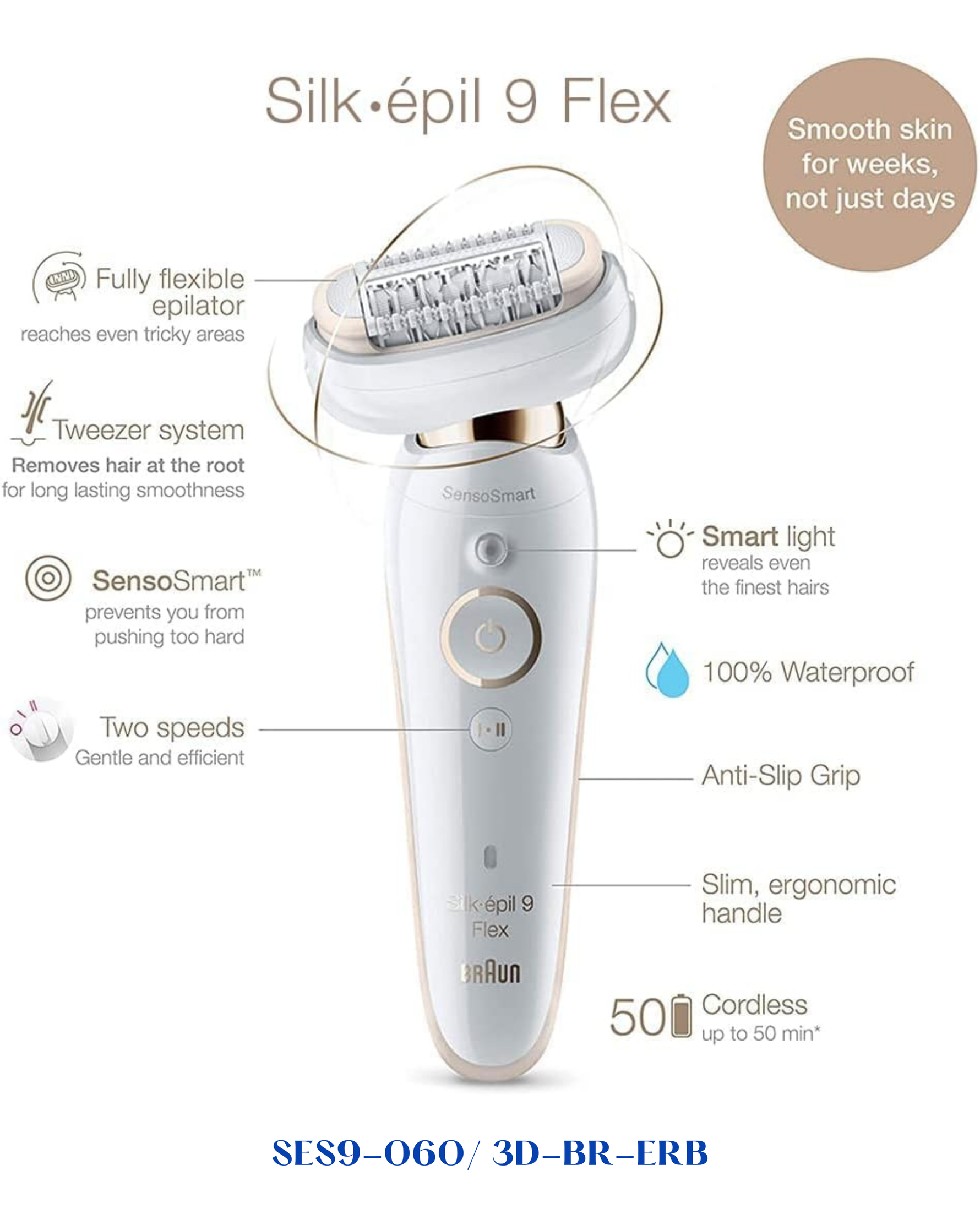 BRAUN SILK·ÉPIL 9 FLEX 3D EPILATOR WET & DRY