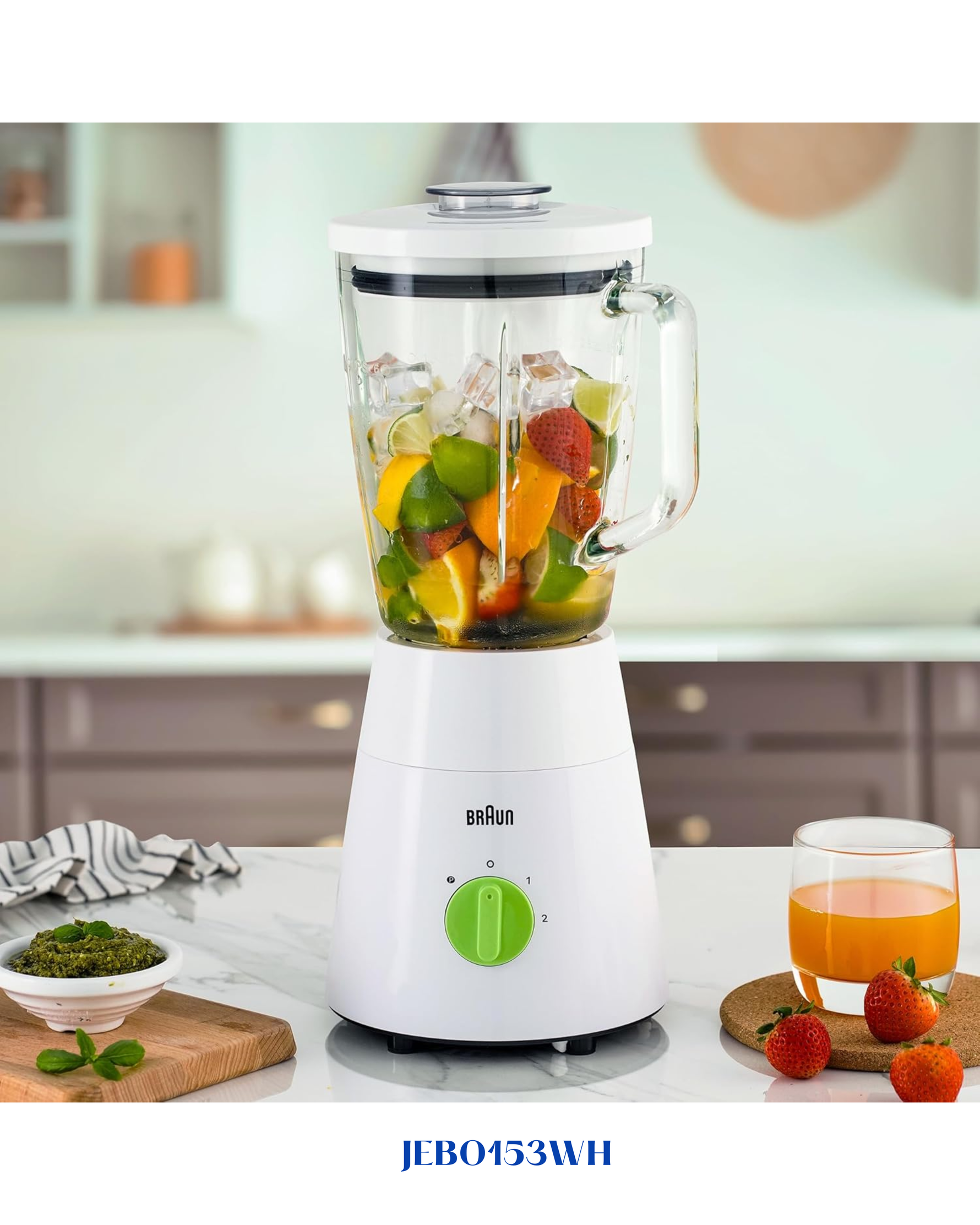 BRAUN 3-IN-1 GLASS BLENDER WITH 4 BLADE SYSTEM 500W 1.75L