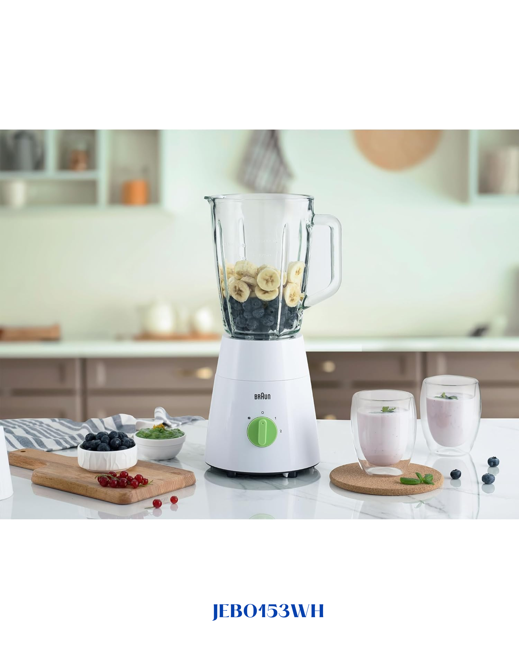 BRAUN 3-IN-1 GLASS BLENDER WITH 4 BLADE SYSTEM 500W 1.75L