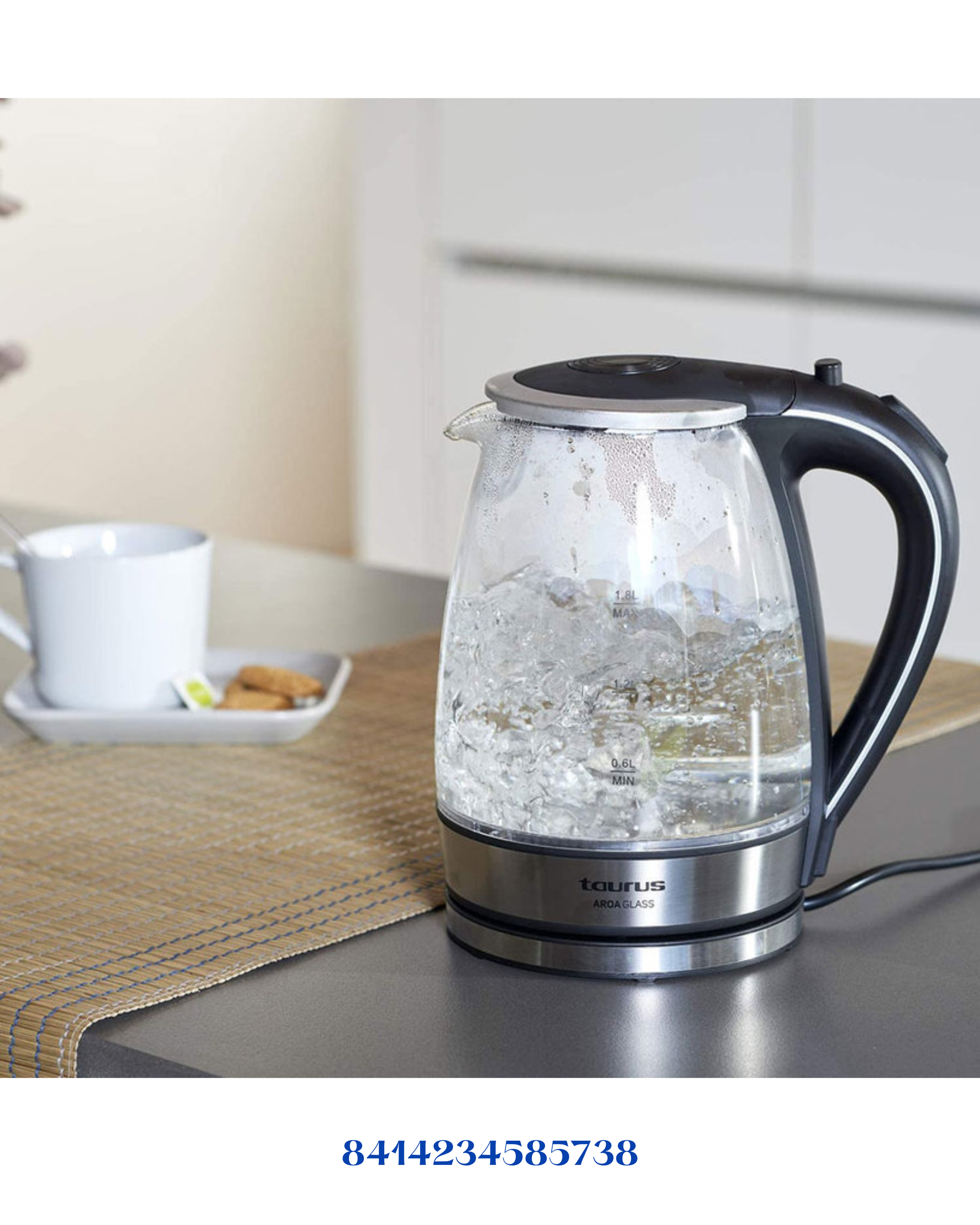 TAURUS AROA GLASS ELECTRIC KETTLE 2200W 1.7L