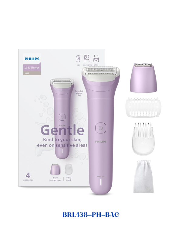 PHILIPS LADY SHAVER SERIES 6000 CORDLESS SHAVER, WET & DRY 7.5W