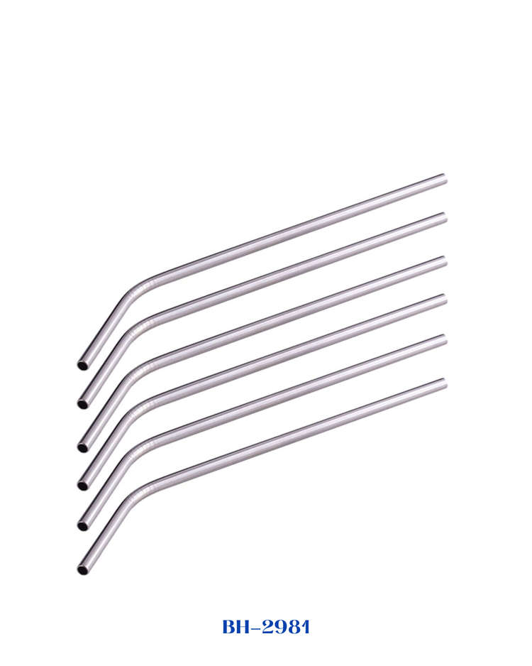 BERLINGER HAUS SET OF 6 BENT STAINLESS STEEL STRAWS