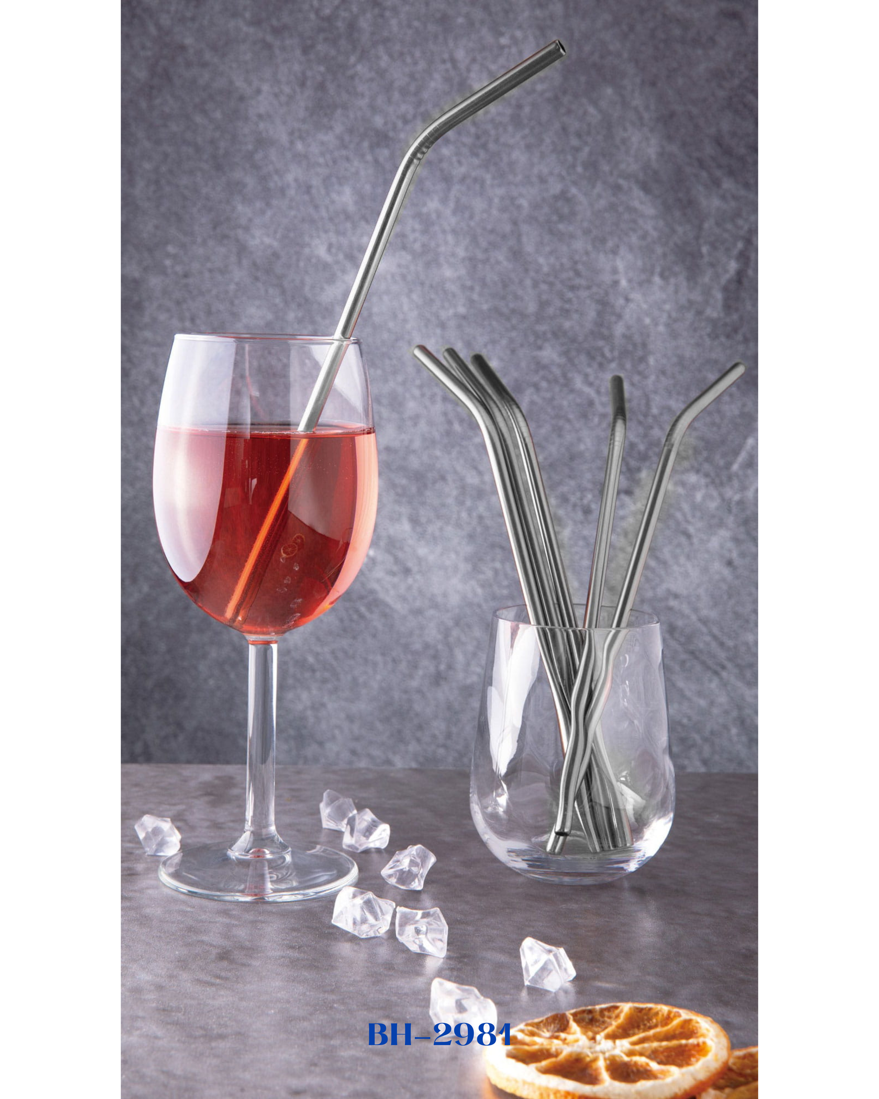 BERLINGER HAUS SET OF 6 BENT STAINLESS STEEL STRAWS