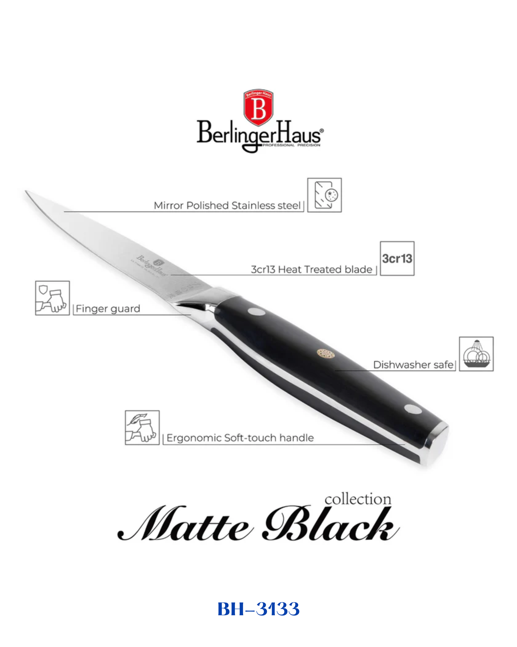 BERLINGER HAUS STAINLESS STEEL PARING KNIFE 9CM