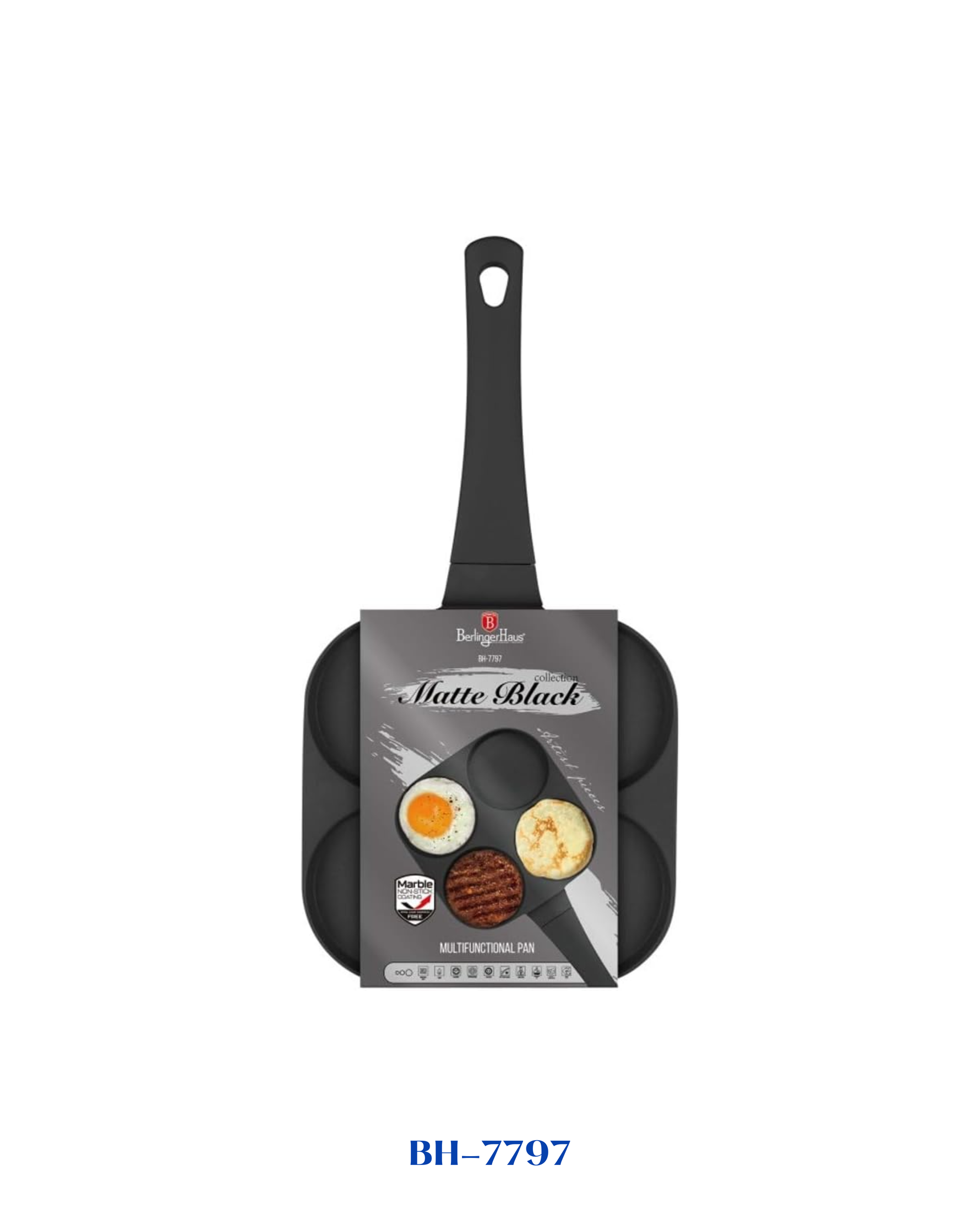 BERLINGER HAUS 4-HOLE HAMBURGER PAN 20 CM MATT BLACK