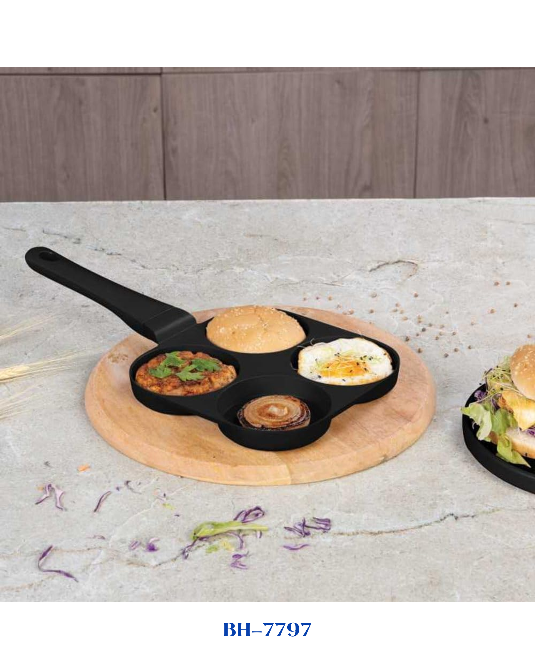 BERLINGER HAUS 4-HOLE HAMBURGER PAN 20 CM MATT BLACK