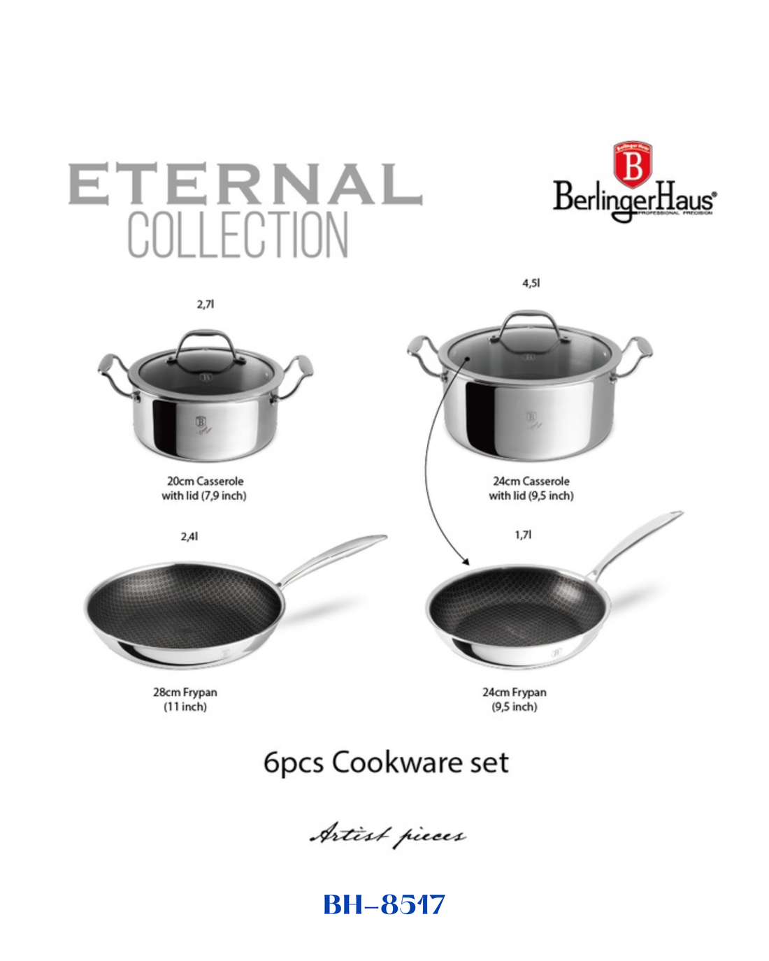 BERLINGER HAUS ETERNAL 6 PCS COOKWARE SET