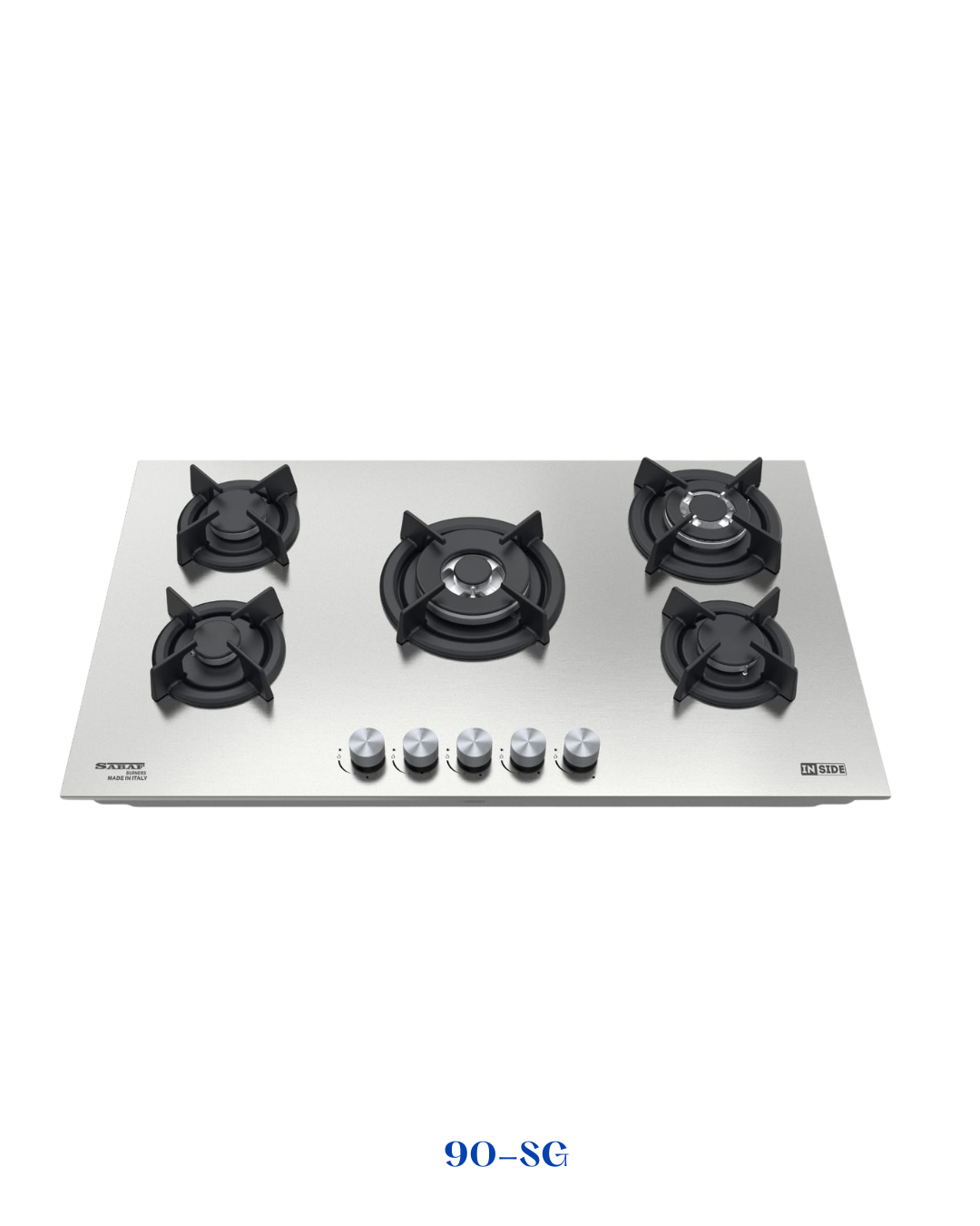 INSIDE PREMIUM BUILT-IN GAS HOB 5 BURNERS 90 CM INOX