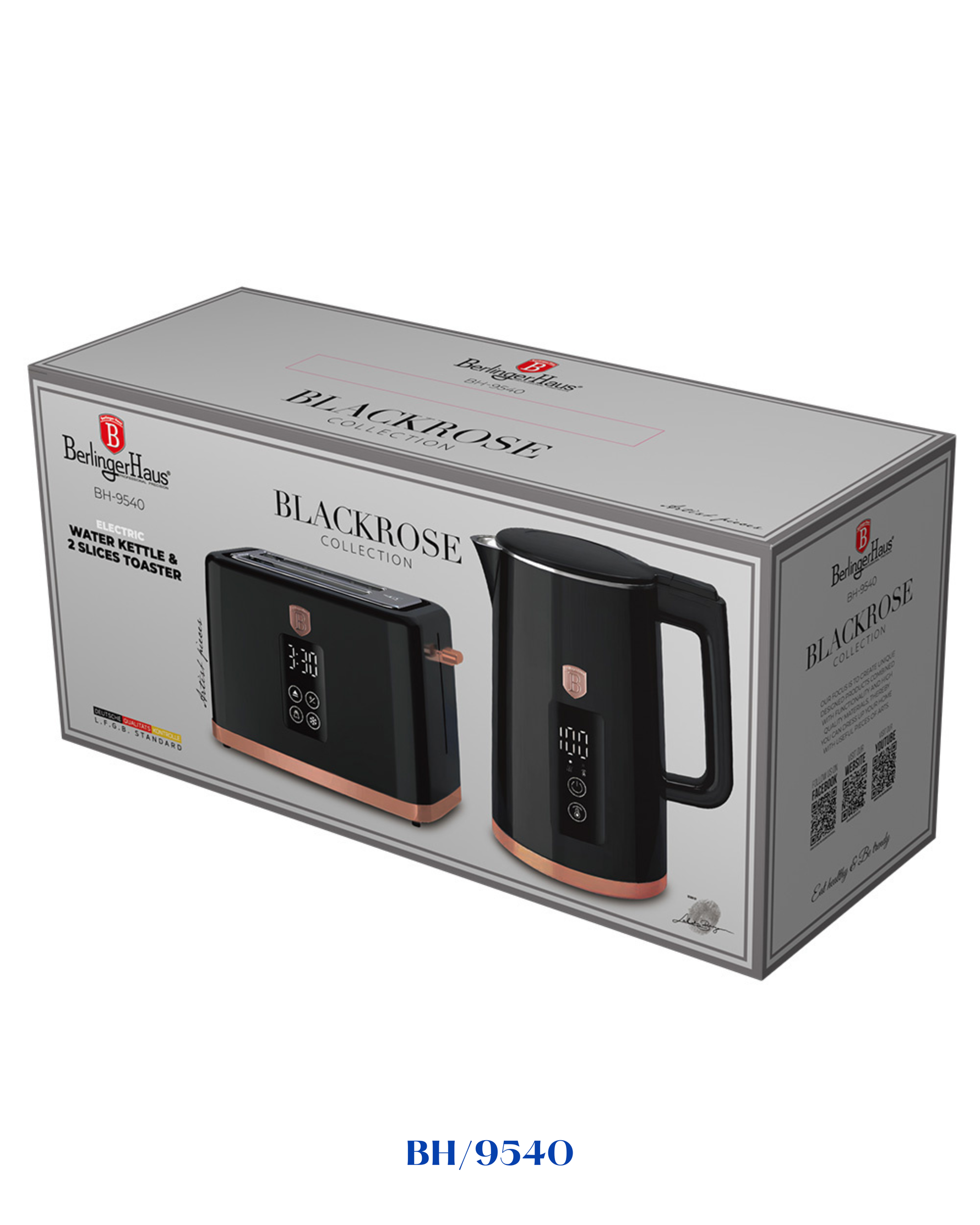 BERLINGER HAUS ELECTRIC KETTLE AND TOASTER SET 2200W 1.7L + 930W