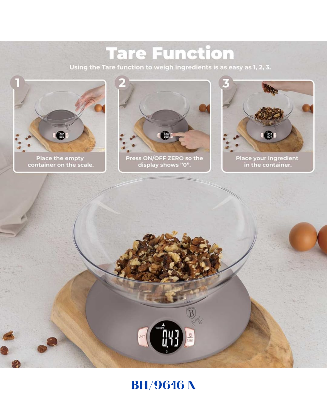 BERLINGER HAUS KITCHEN SCALE WITH BOWL 5KG