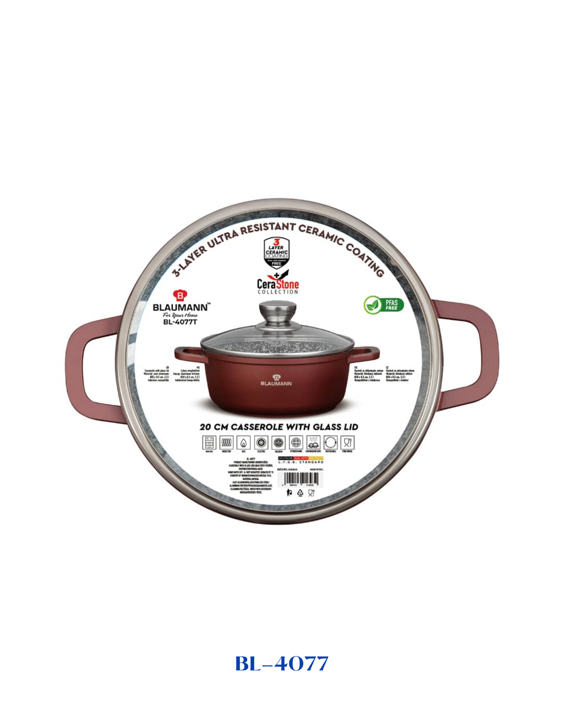 BLAUMANN CERA STONE CASSEROLE WITH LID 20CM 2.3L