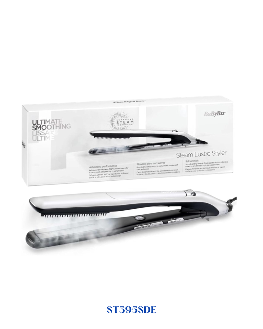 BaByliss Steam Lustre Professional Hair Straightener 56W