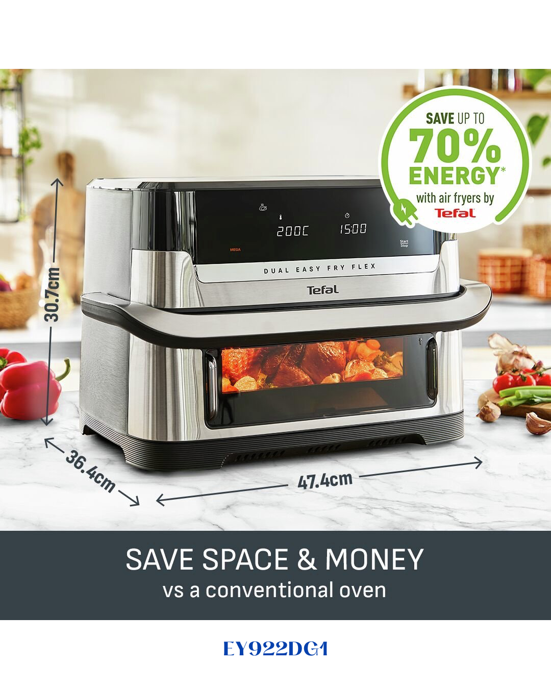 TEFAL EASY FRY FLEX DUAL AIR FRYER 9L 2700W