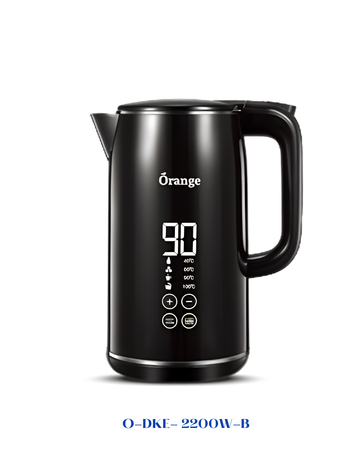 ORANGE DIGITAL ELECTRIC KETTLE 1.7L 2200W BLACK