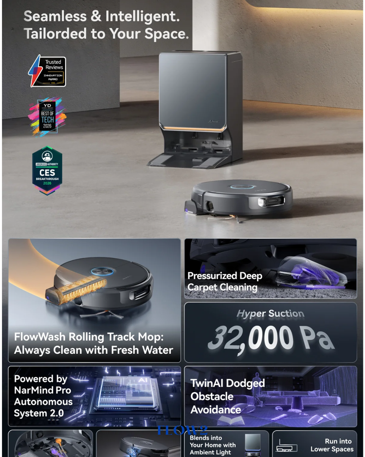 Narwal Flow 2 Robot Vacuum & Mop 31,000Pa