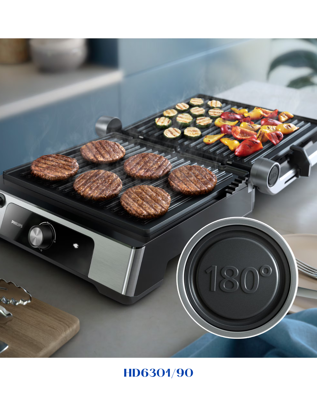 PHILIPS 5000 SERIES CONTACT GRILL HD6301/90