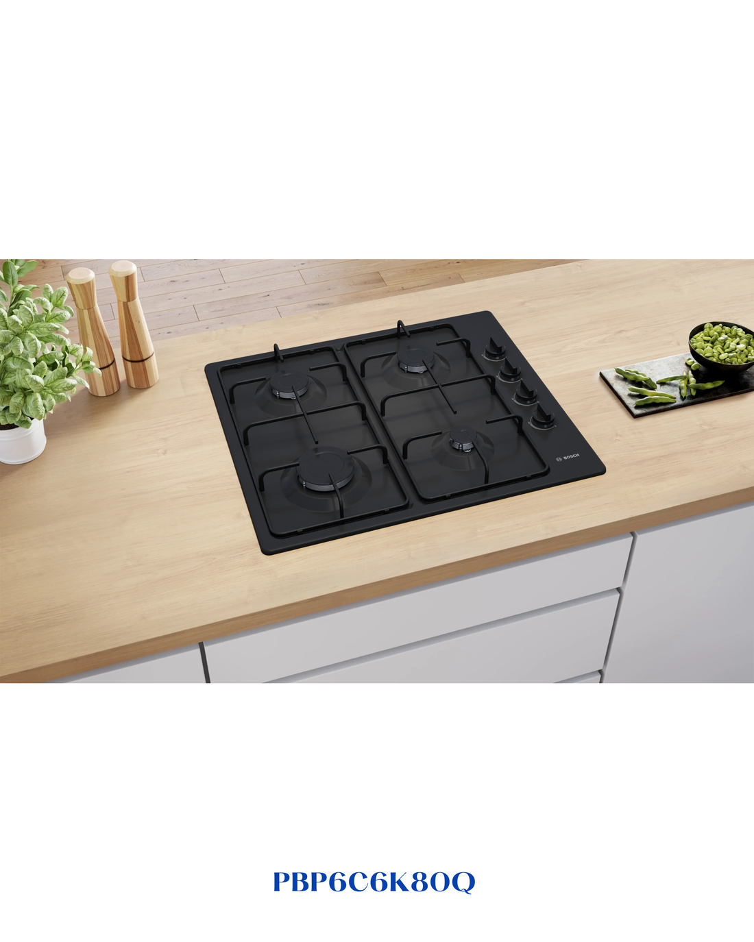 Bosch Series 2 Gas Hob 60 cm Enameled Steel Black