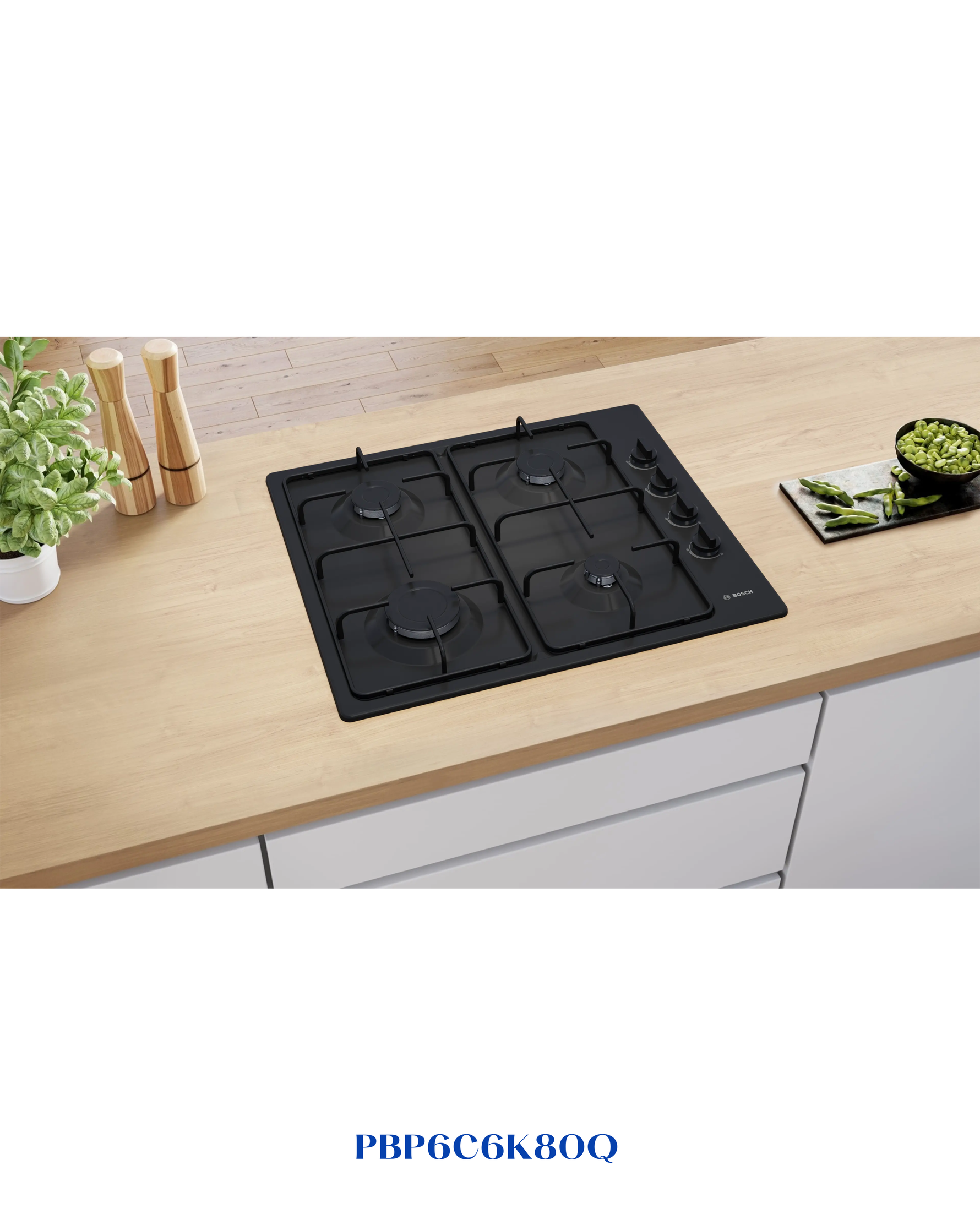 Bosch Series 2 Gas Hob 60 cm Enameled Steel Black