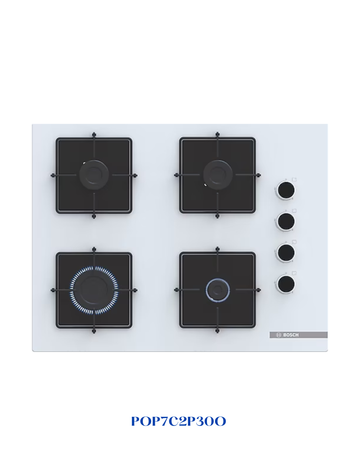 Bosch Series 4 Gas Hob 67 cm Tempered Glass, White
