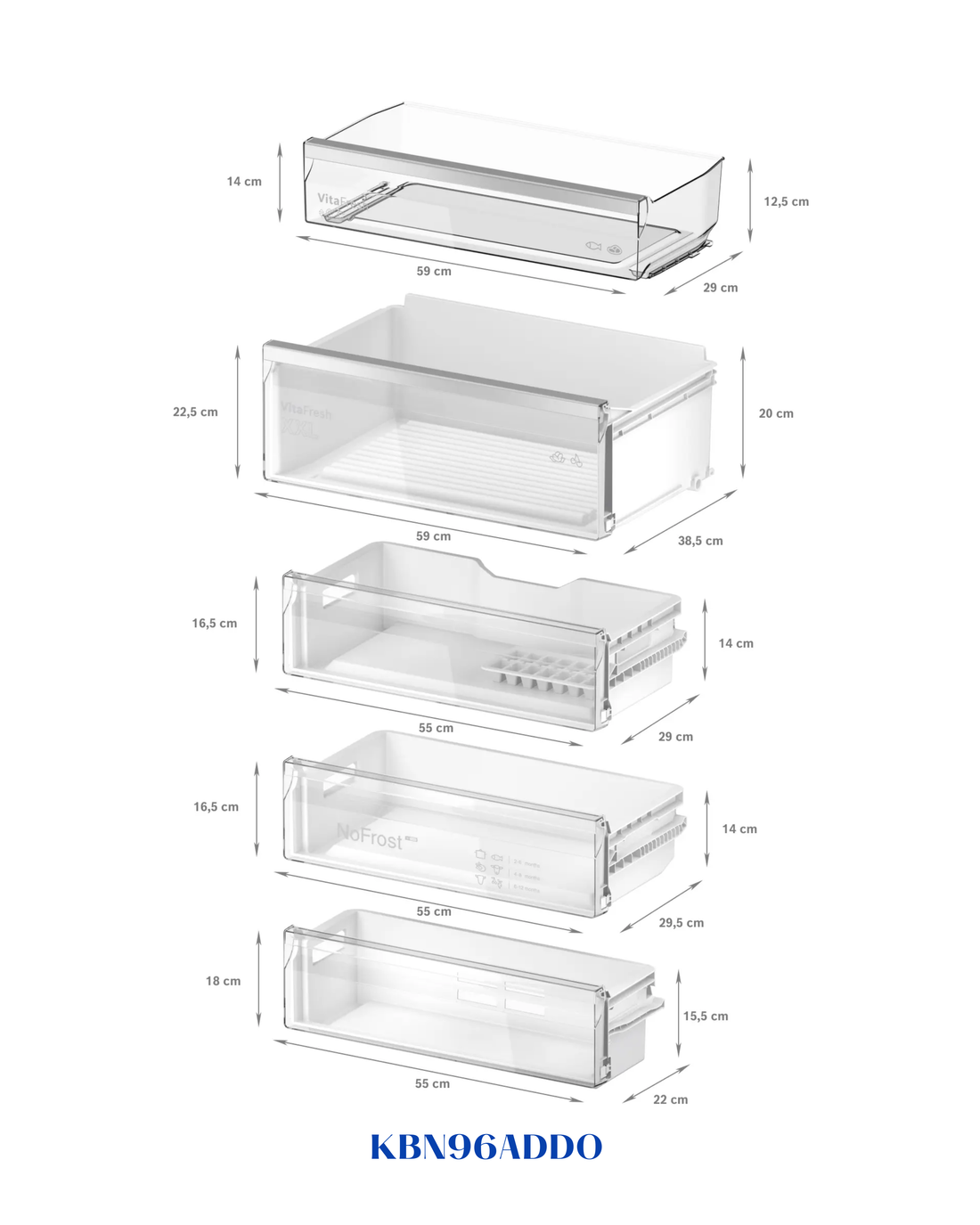 Bosch Series 6 Built-in Fridge-Freezer with Freezer at Bottom 193.5 × 70.8 cm 381L