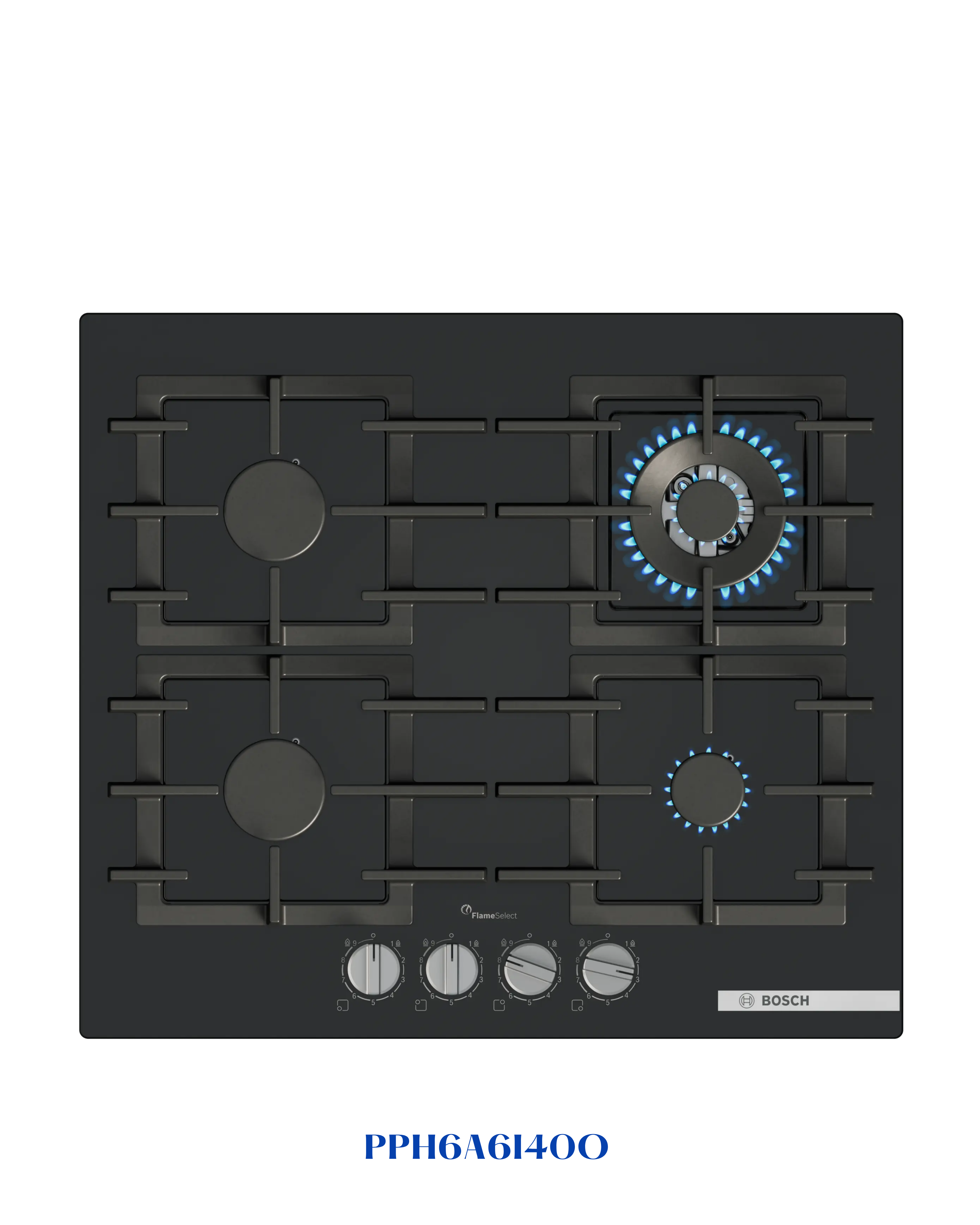 Bosch Series 6 Gas Hob 60 cm Tempered Glass, Black 8kW