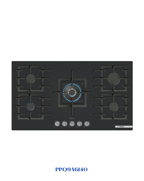 Bosch Series 6 Gas Hob 90 cm Tempered Glass Black