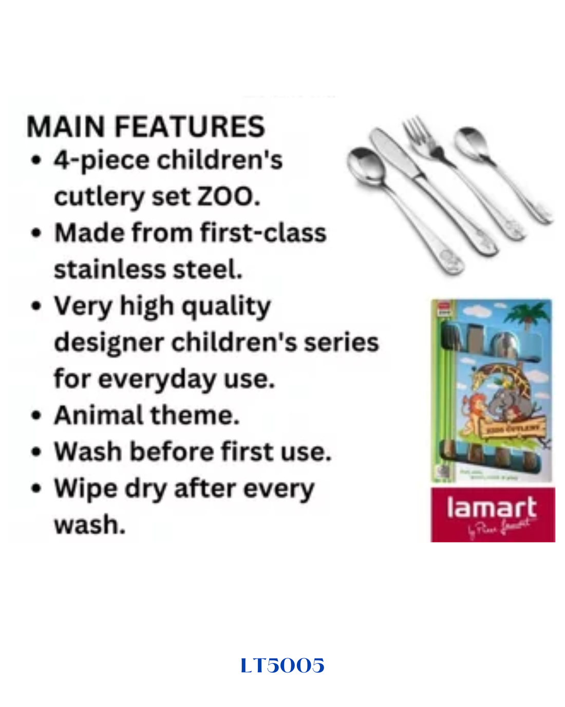 LAMART CHILDREN'S CUTLERY SET ZOO 4PCS