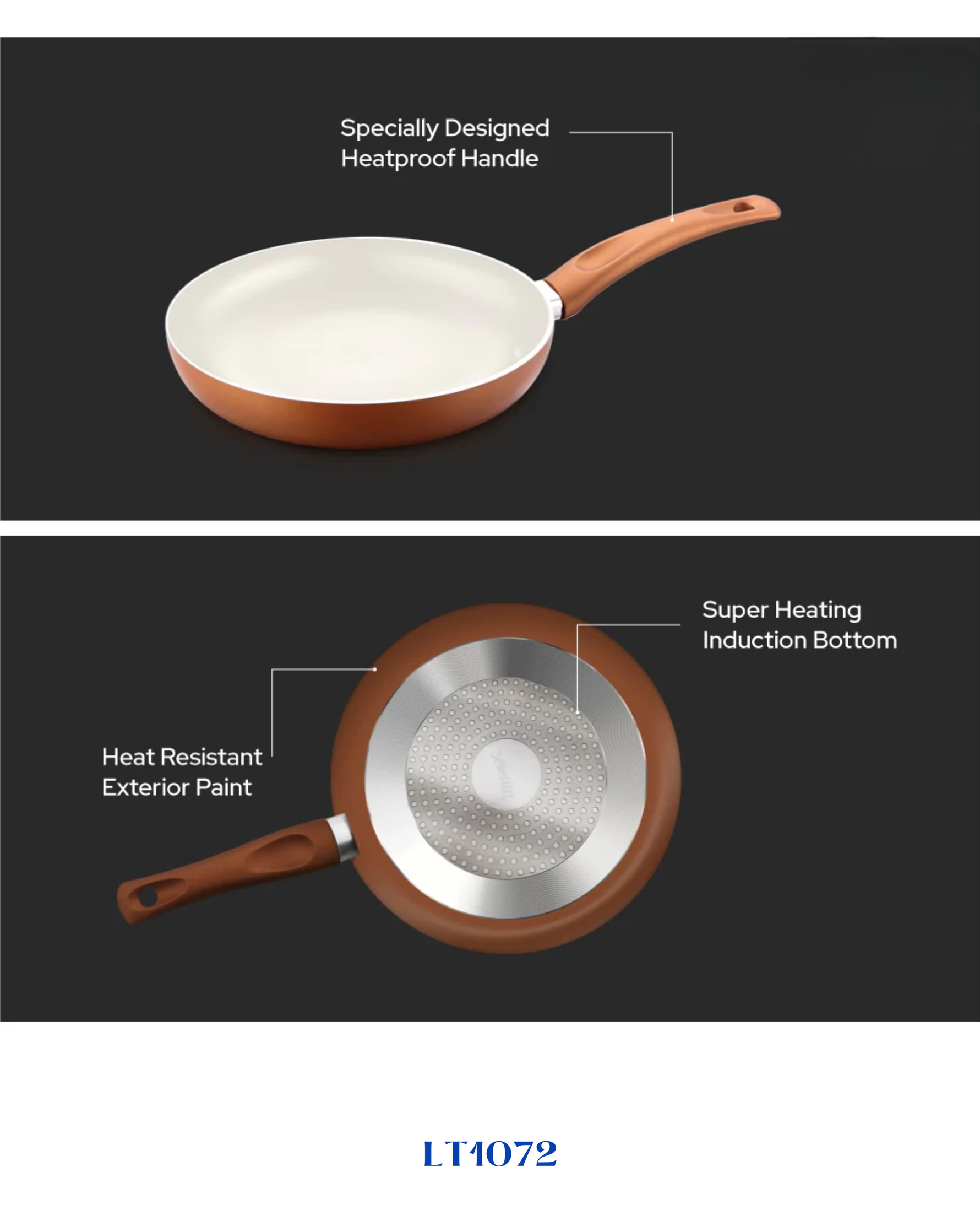 LAMART CERAMIC NON-STICK FRYPAN,BROWN  28 CM