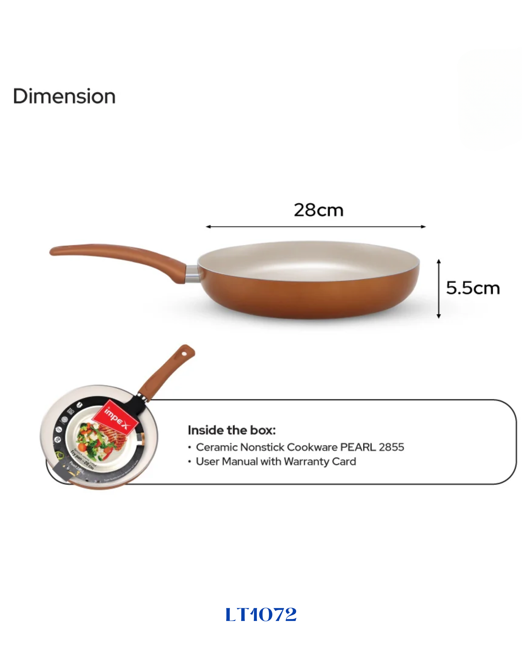 LAMART CERAMIC NON-STICK FRYPAN,BROWN  28 CM