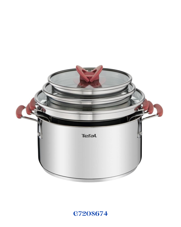 TEFAL OPTI'SPACE 6-PIECE COOKWARE SET STEWPOTS WITH LIDS (18/20/24 CM)